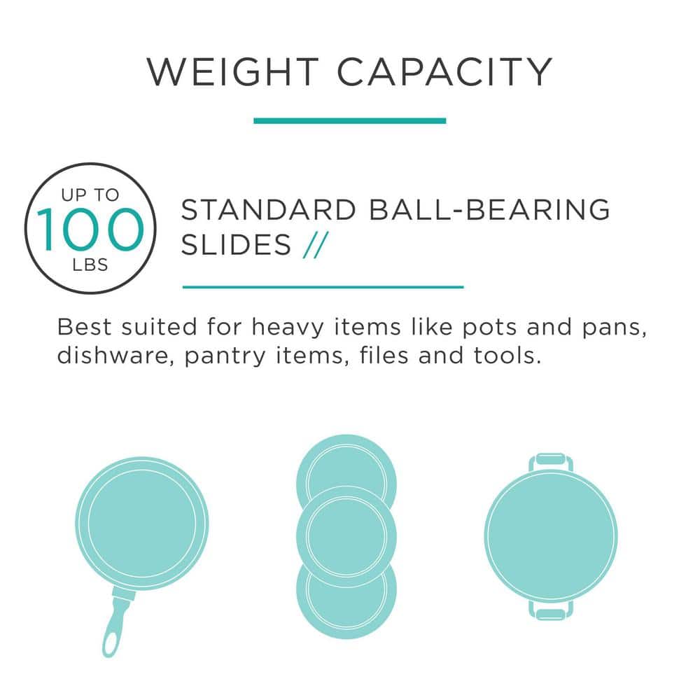 1 Pair 18 in. Full Extension Side Mount Ball Bearing Drawer Slide Set 1-Pair (2 Pieces) - Hercitys