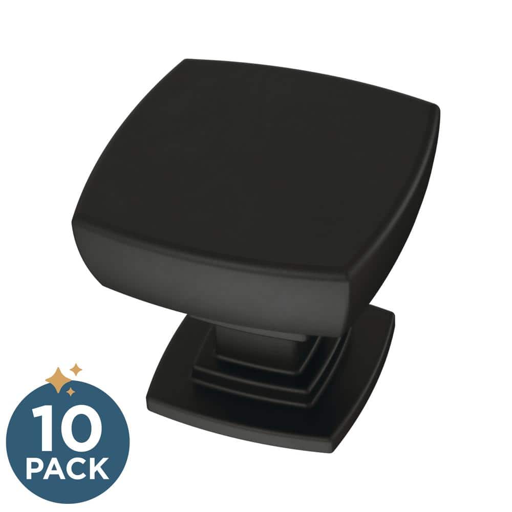 (10-Pack) Parow 1-1/8 in. (29 mm) Classic Matte Black Square Cabinet Knobs - Hercitys