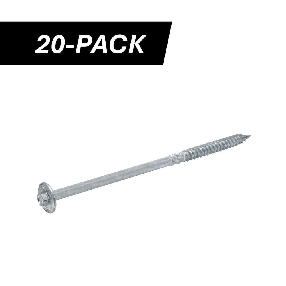 3/8 in. x 8 in. Hex Drive Washer Head Structural Hot Dipped Galvanized Screw (20-Piece) - Hercitys