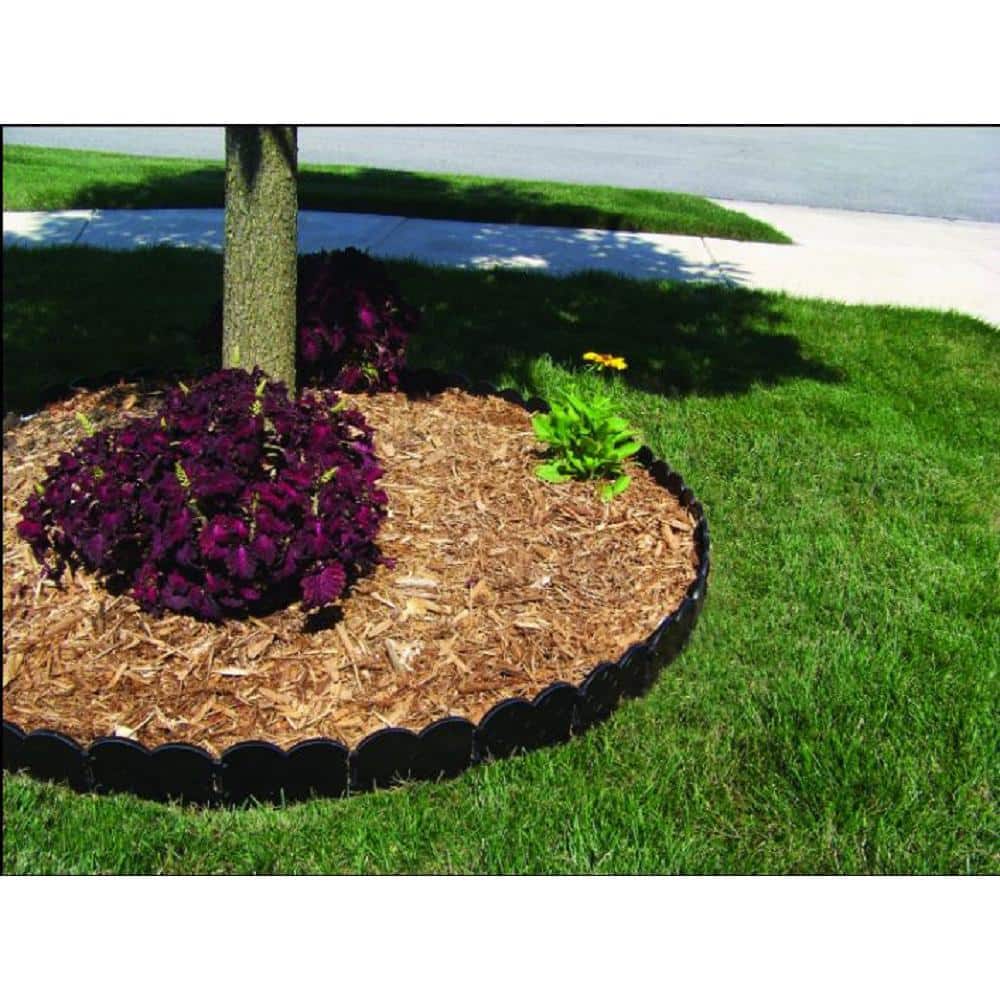 .375 x 5.75 in. x 6.5 in. Black Interlocking Plastic Landscape Edging (20 pcs per box) - Hercitys