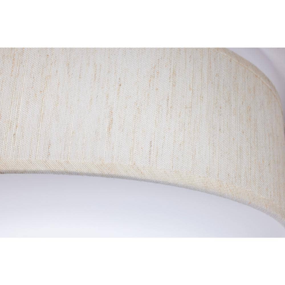 15 in. Beige Contemporary Integrated LED Flush Mount with Fabric Shade and White Acrylic Diffuser - Hercitys