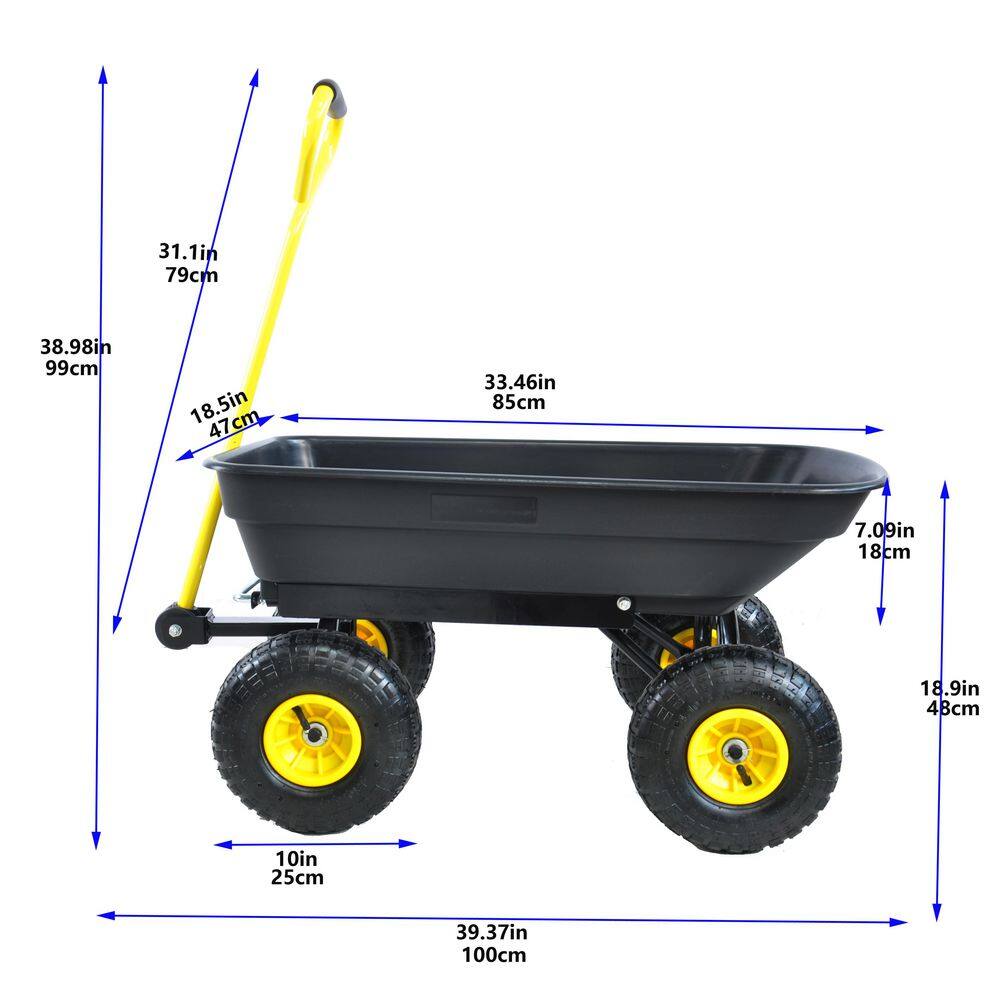 2.2 cu.ft. Metal Portable Cart in Black and Yellow - Hercitys
