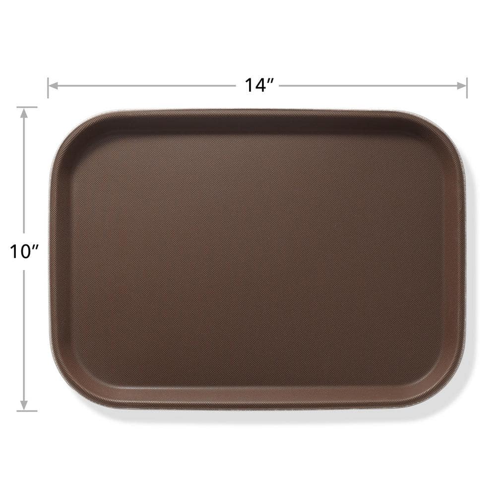 10 in. x 14 in. x .75 in. Rectangular Plastic Non-Slip Serving Trays, Brown – NSF Food Service (Set of 4) - Hercitys