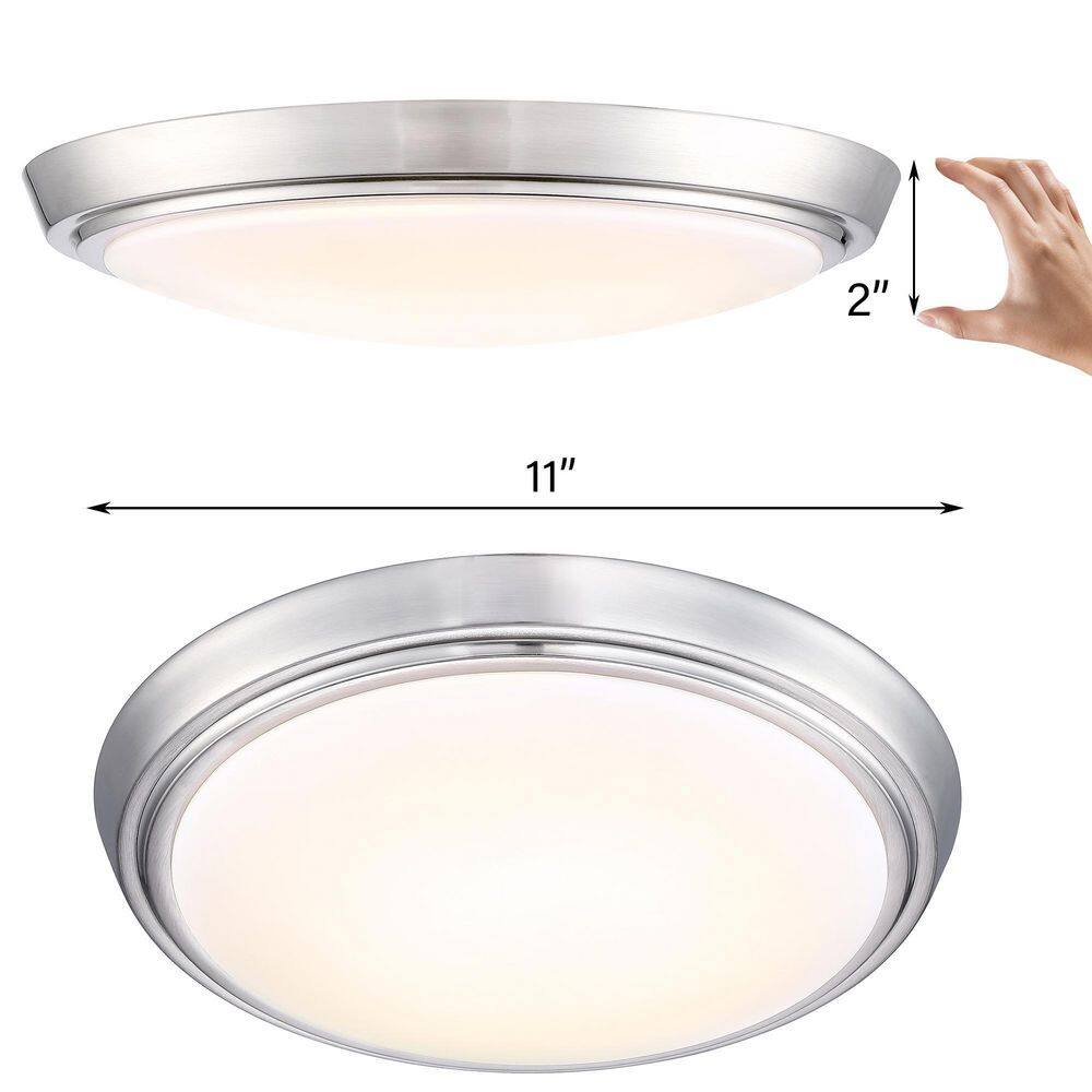 11.02 in. Brushed Nickel Selectable LED Flush Mount Ceiling Light Fixture (4-Pack) - Hercitys