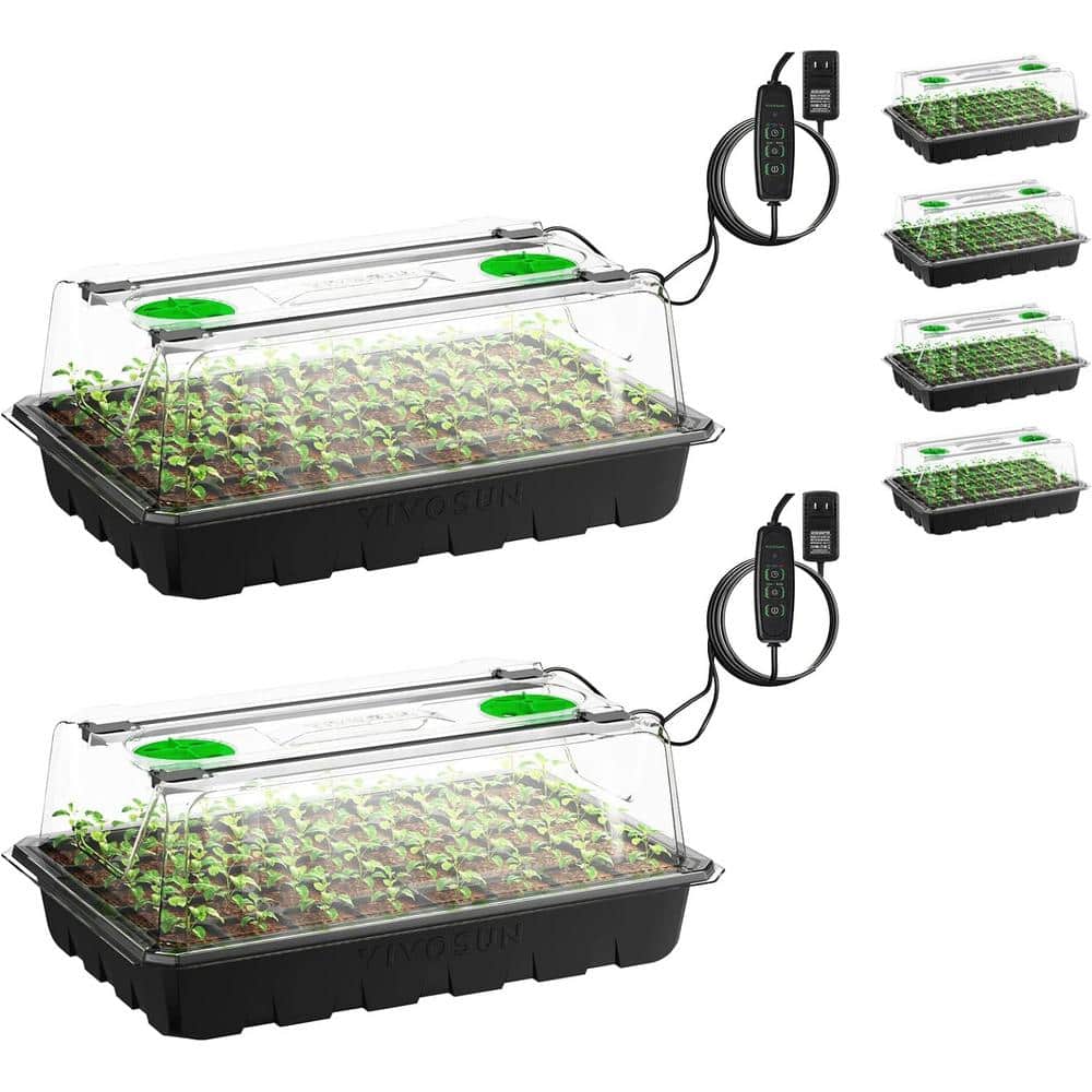 40-Cell Seed Starter Kit with 2 Set of LED Lights (6-Pack) - Hercitys