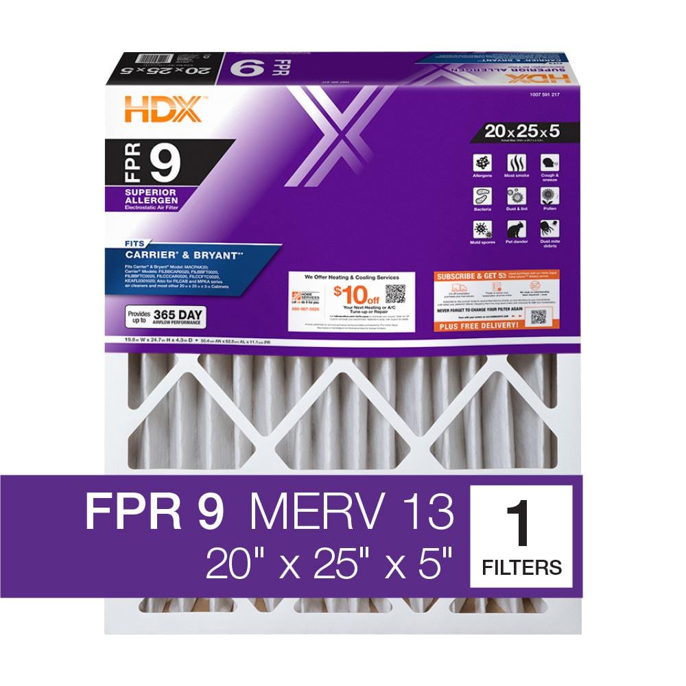 20 in. x 25 in. x 5 in. Carrier Replacement Pleated Air Filter FPR 9, MERV 13 - Hercitys