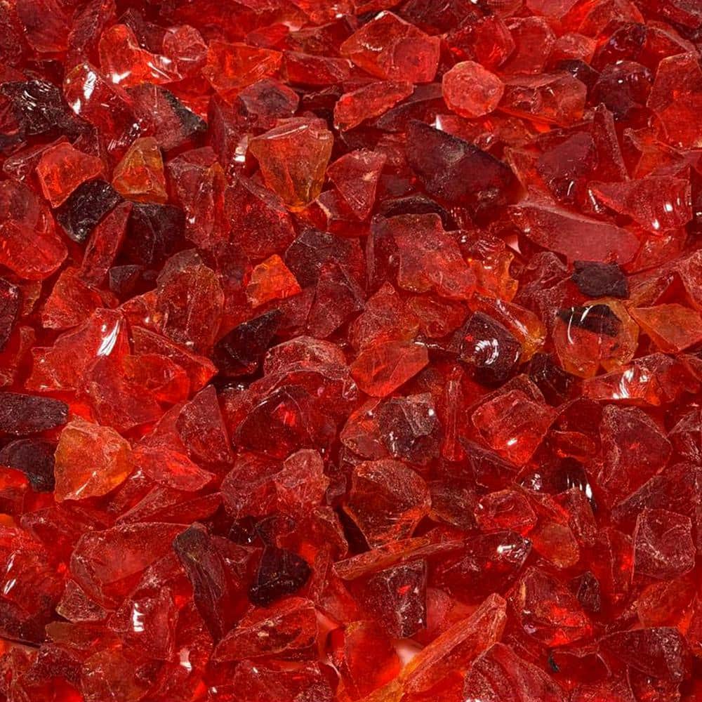 1/4 in. 10 lb. Red Landscape Fire Glass - Hercitys