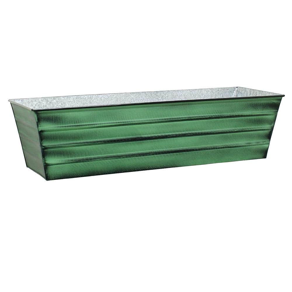 35.25 in. W Green Large Galvanized Steel Flower Box - Hercitys