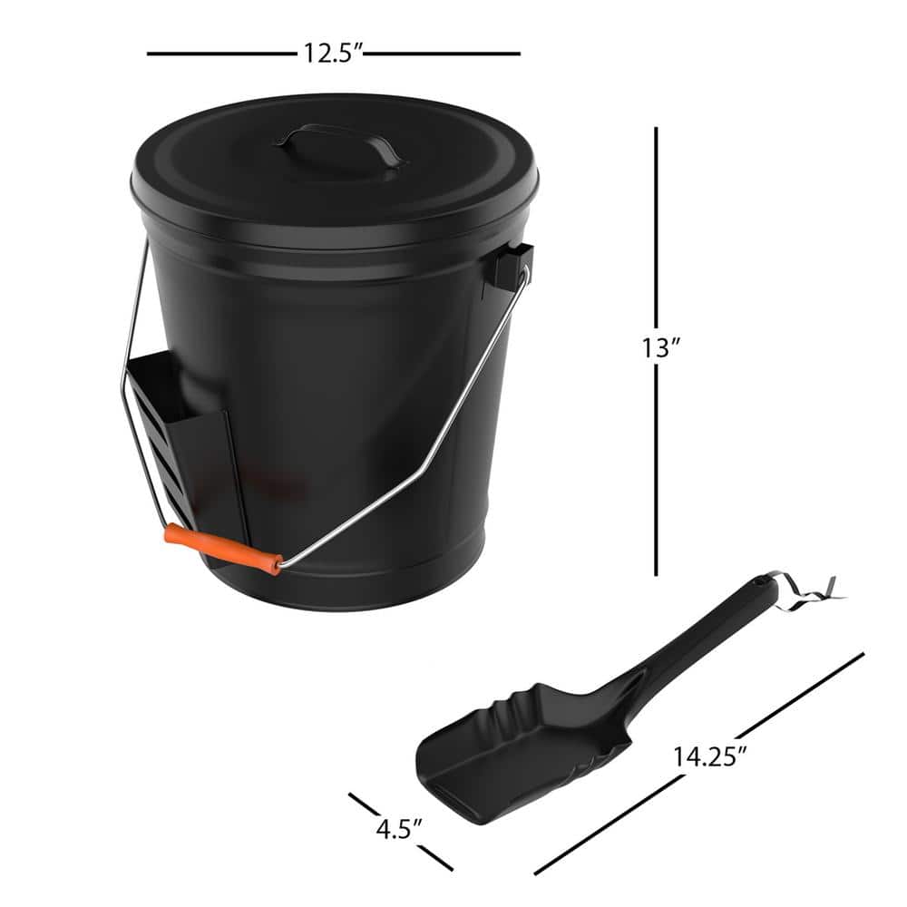 4.75 Gal. Ash Bucket with Lid and Shovel - Hercitys