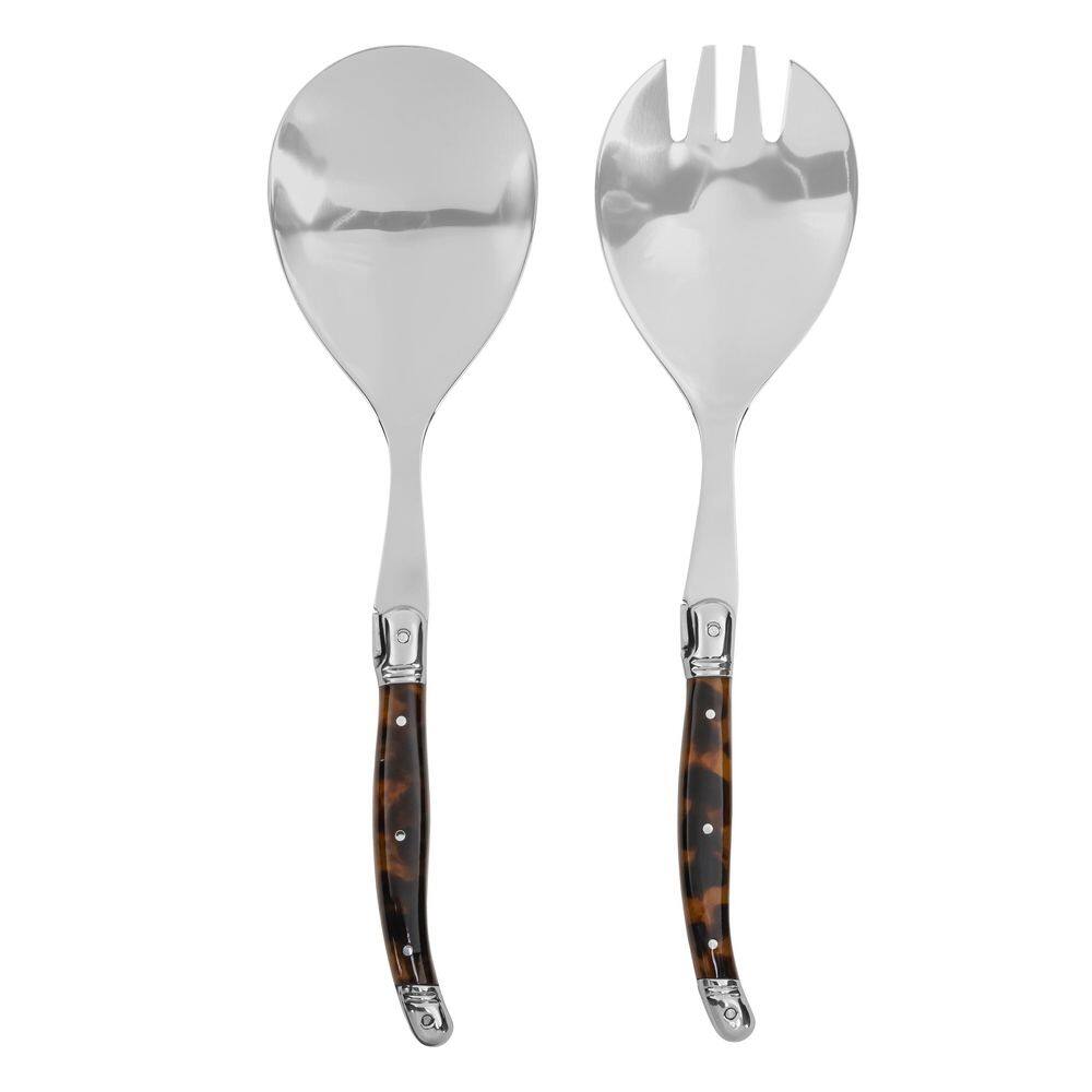 2-Piece Laguiole Connoisseur Tortoise Shell Stainless-Steel Salad Servers - Hercitys
