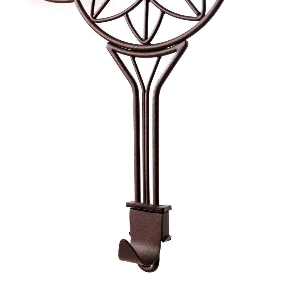 12 in. Brown Metal Artificial – 19 in. Artificial Adjustable Wreath Hanger (Flower Design) - Hercitys