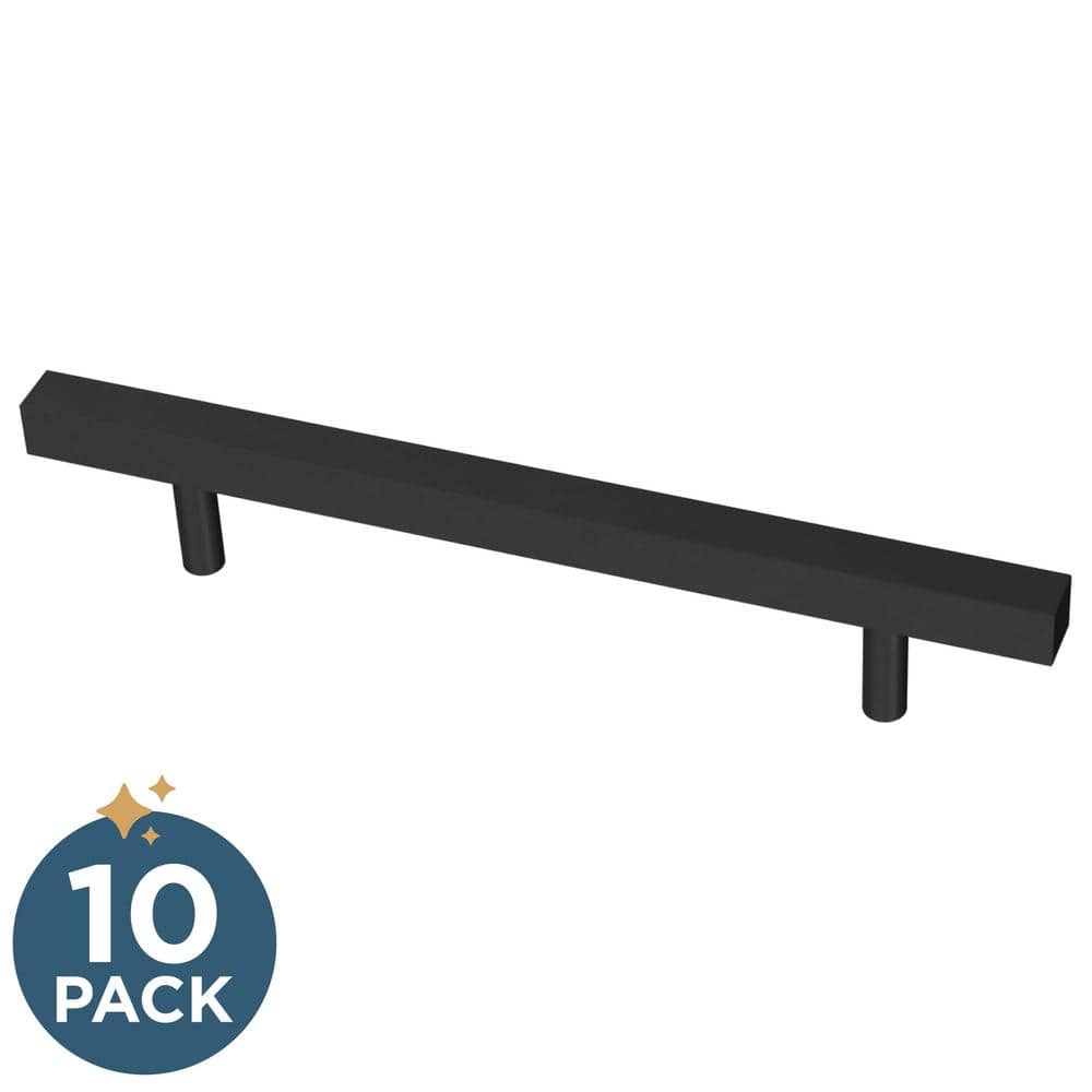 10-Pack Simple Square Bar 5-1/16 in. (128 mm) Modern Matte Black Cabinet Drawer Pulls - Hercitys