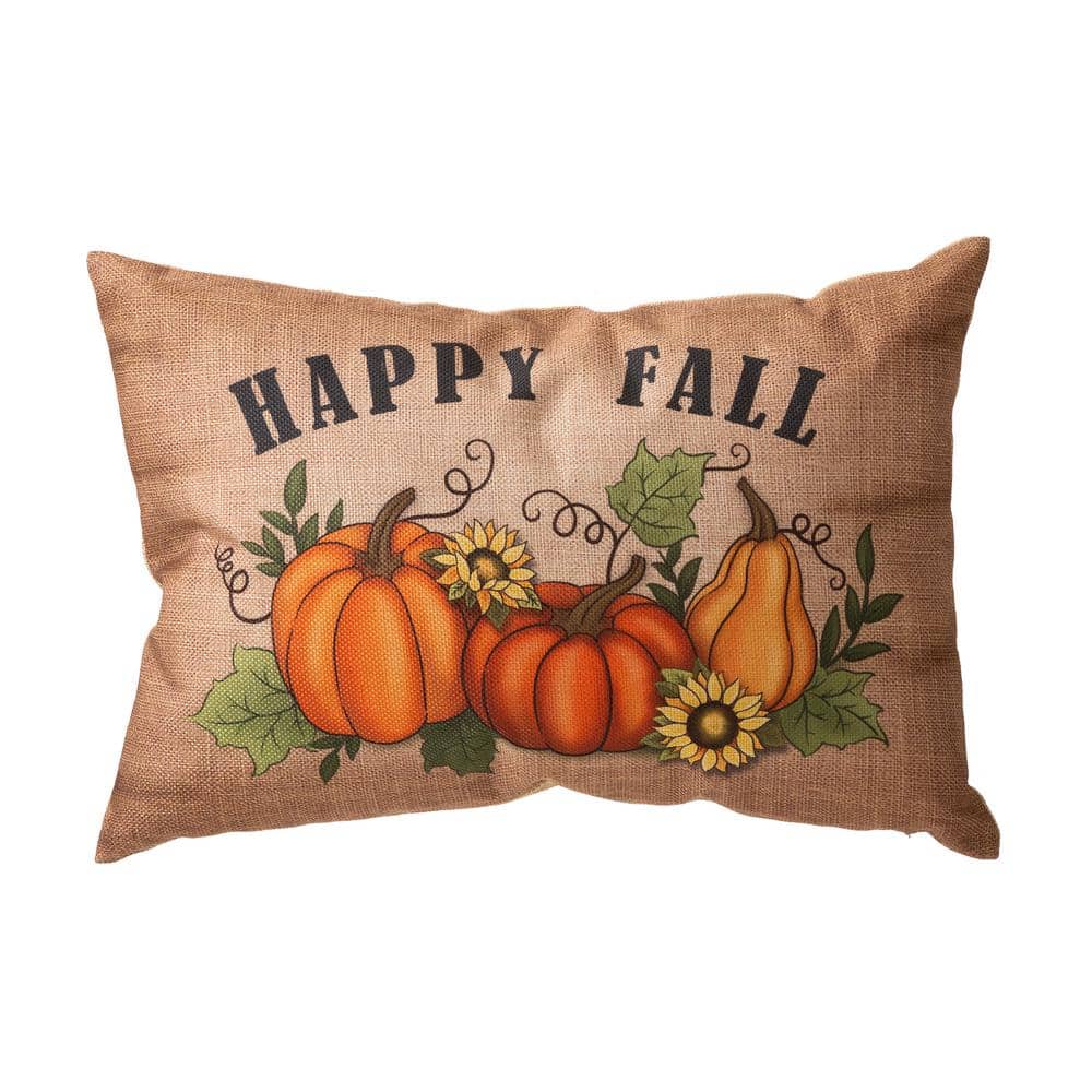 18 in. L Faux Burlap Fall Pumpkin Pillow - Hercitys