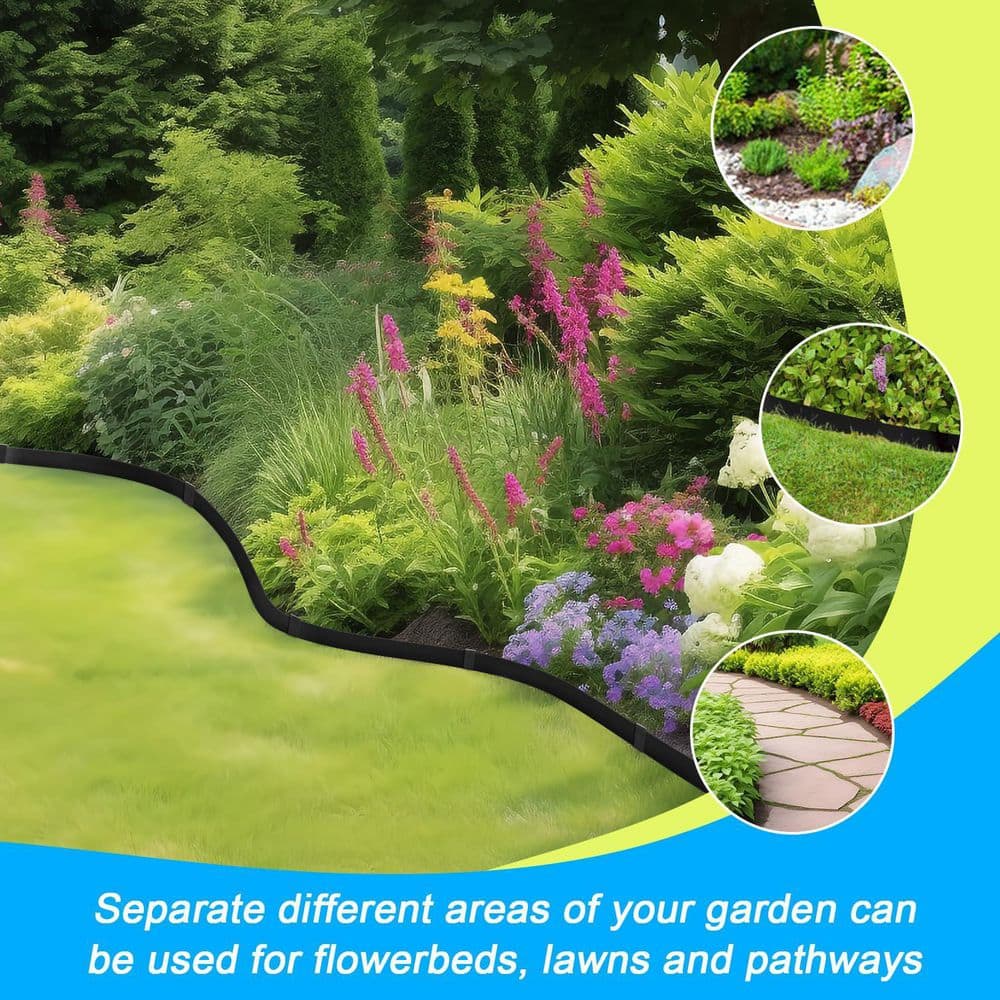 4.5 Inch Metal Landscape Edging with 11 Stakes, 40 in. Steel Edging Pack of 10 (33-Feet) - Hercitys