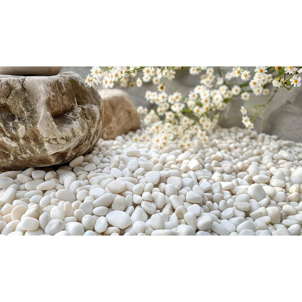 0.40 cu. ft. 0.25 in. to 0.75 in. 30 lbs. Grade A White Polished River Pebbles - Hercitys