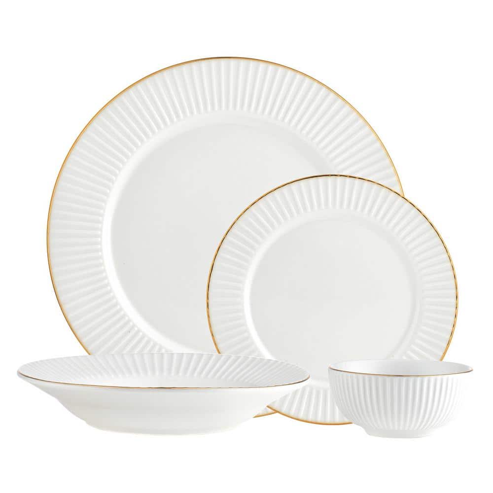 16-Piece Seasonal Gold Porcelain Dinnerware Set (Service for 4) - Hercitys