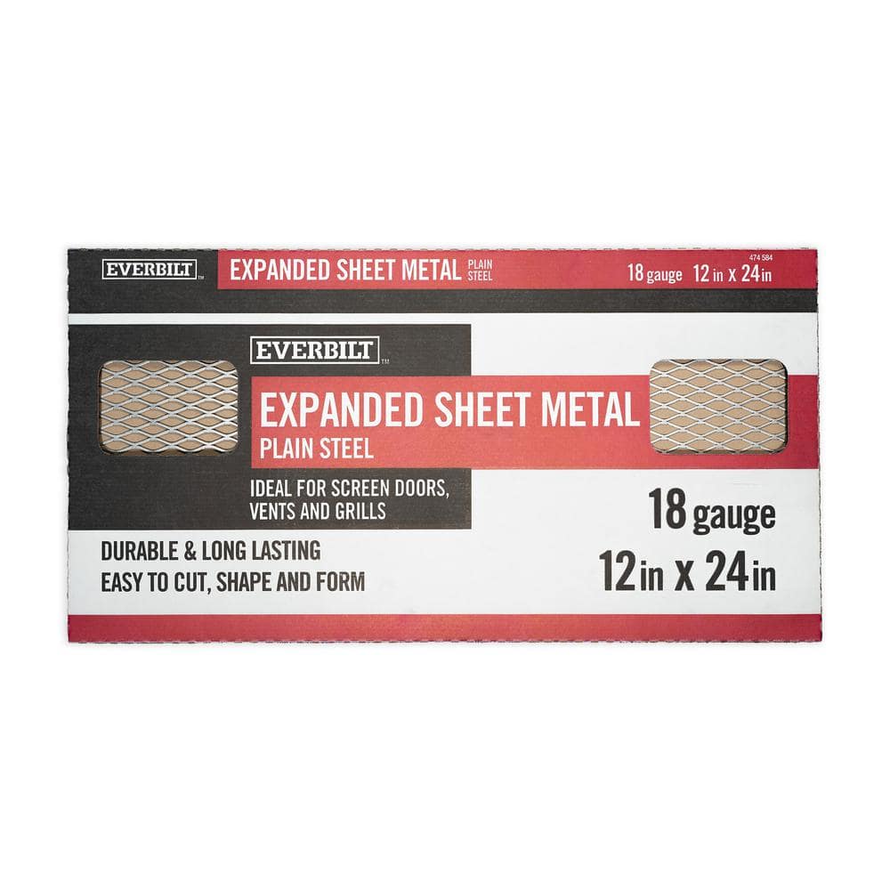 12 in. x 24 in. – 18 Gauge Plain Steel Expanded Metal – 1/2 in. O/C Spacing - Hercitys