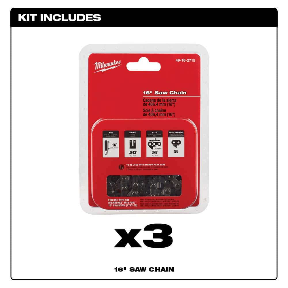 16 in. Chainsaw Chain (3-Pack) - Hercitys