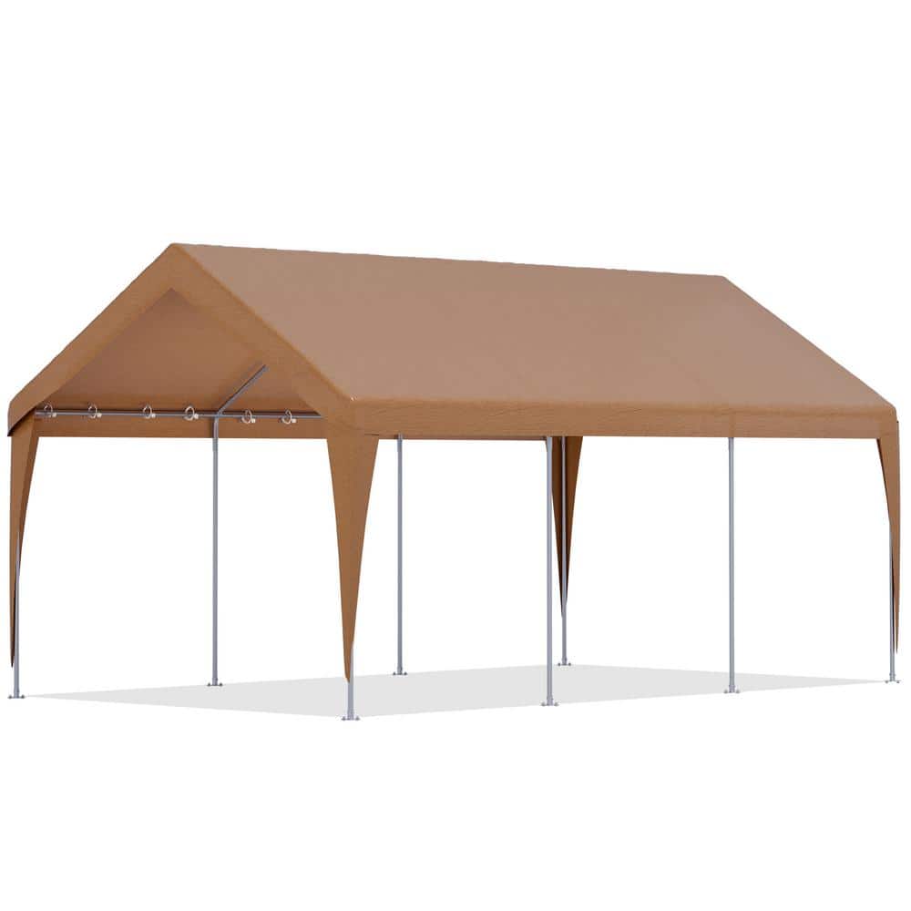 10 ft. W x 20 ft. D Heavy Duty Carport, Rainproof and UV Protected Shelter Cover, Outdoor Portable Garage for Car Yellow - Hercitys