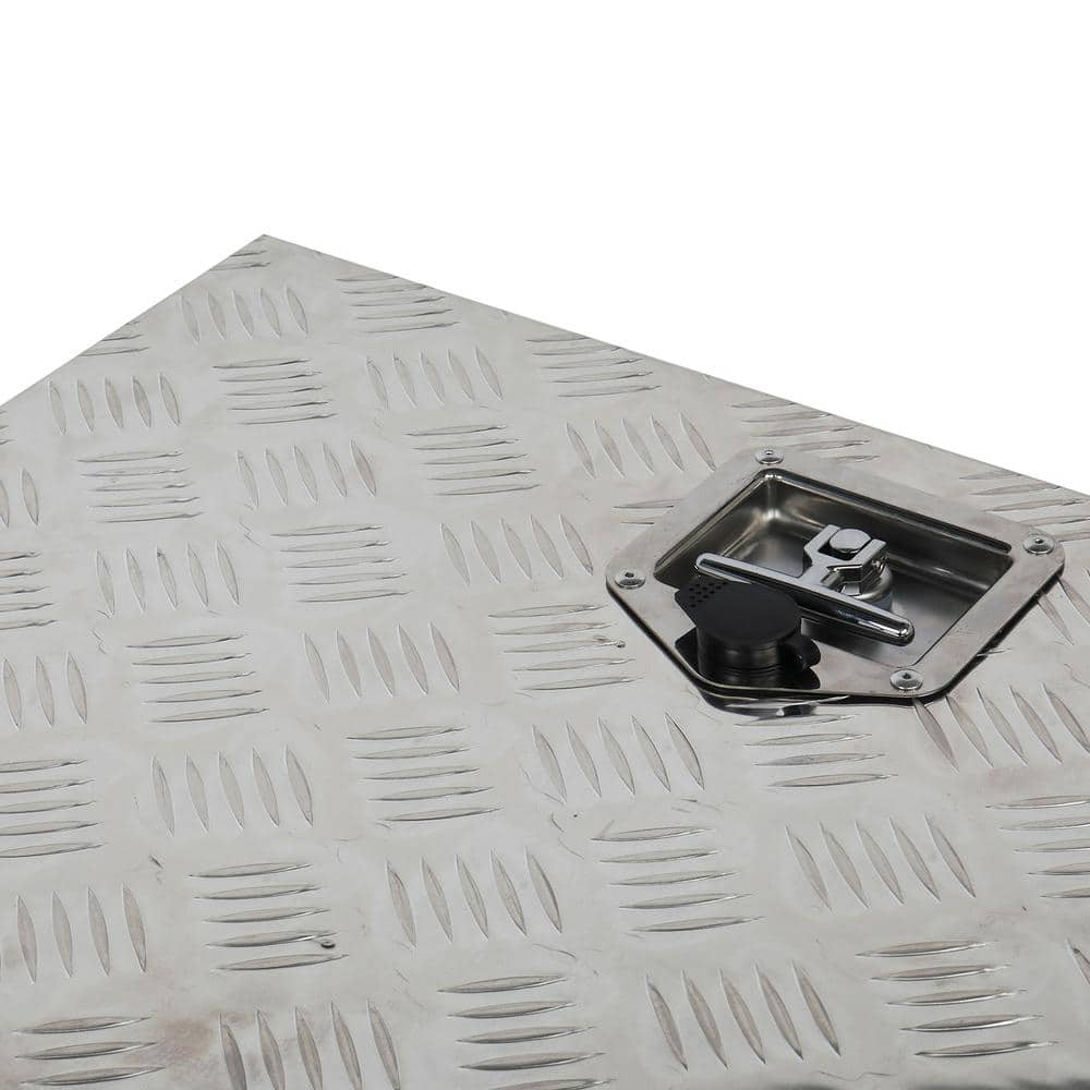 24 in. Silver Aluminum Underbody Truck Tool Box Double RV ATV Trailer Storage Boxes with Locks Keys - Hercitys