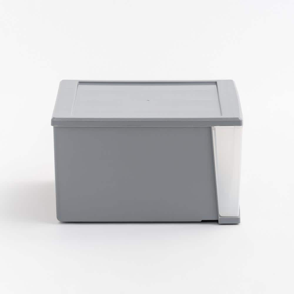 12 in. W x 8.39 in. H Stackable Storage Drawer, Single Drawer in Gray (3-Pack) - Hercitys
