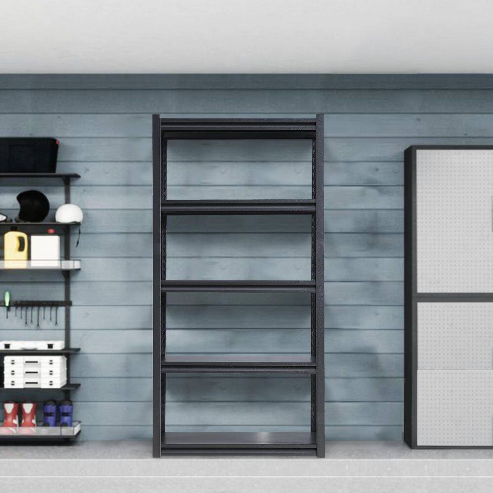 5-Tier Heavy-Duty Metal Storage Shelves: 2000 lbs. Capacity, Adjustable for Garage and More in Sleek Black - Hercitys