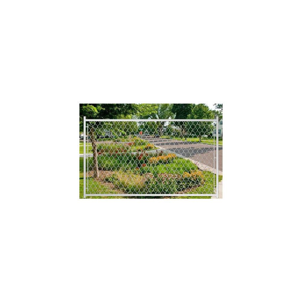 46 in. H Outdoor Metal Mesh Garden Fence Fit-Right Adjustable Chain Link Gate Kit, White - Hercitys