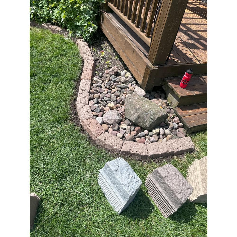 10 in. L x 4 in. W x 4 in. H Small Plastic Block Edging 16-Piece Kit in Tan/Brown - Hercitys