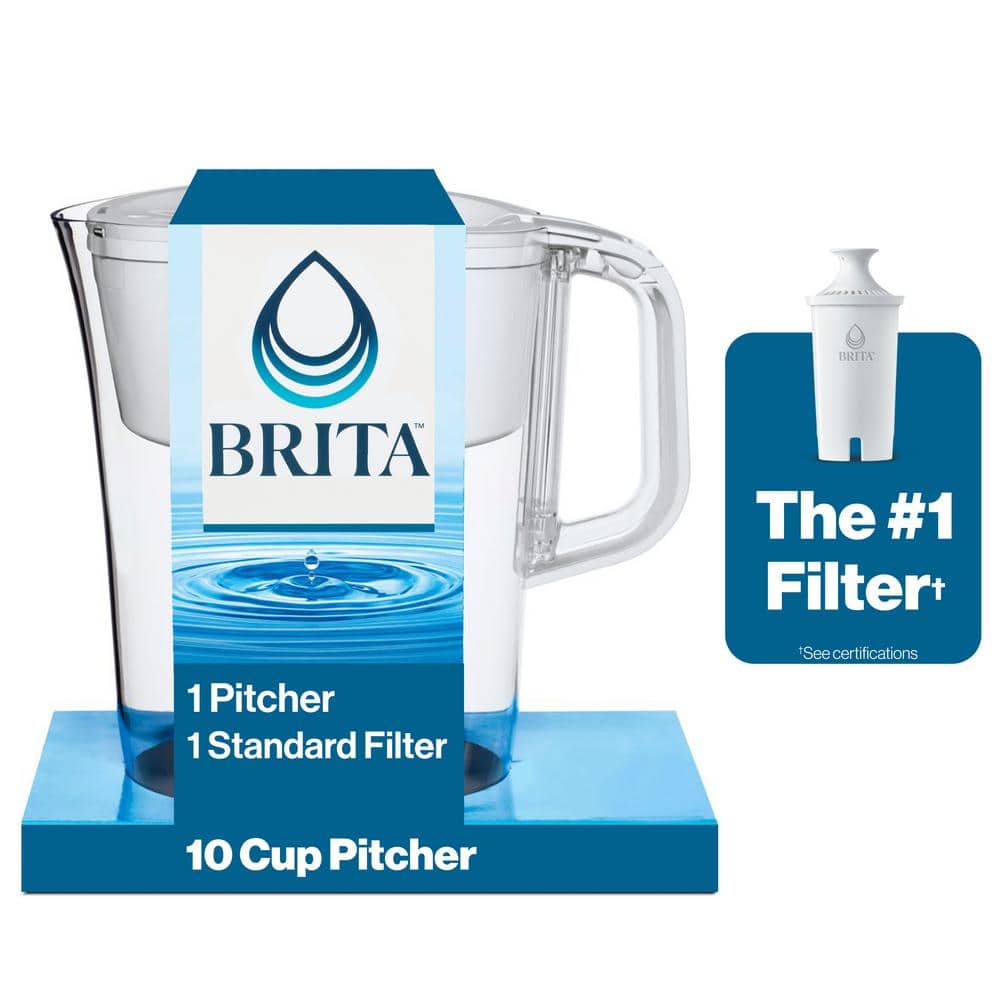 10-Cup Large Water Filter Pitcher in White with 1 Standard Filter - Hercitys