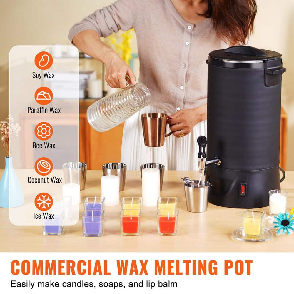 10L Wax Melter for Candle Making, Large Electric Wax Melting Pot, 9-Level Temperature Control, Stainless Steel, Silver - Hercitys