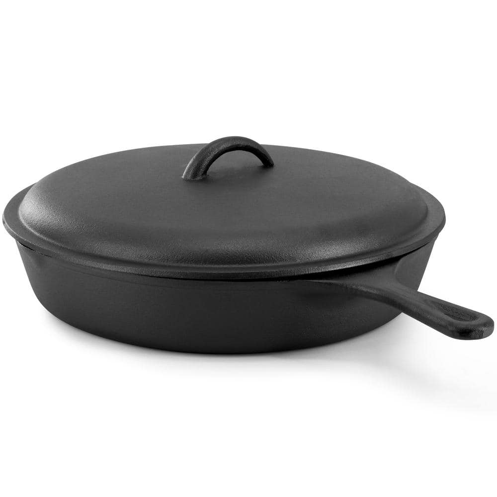 12 Inch Pre-Seasoned Cast Iron Skillet with Cast Iron Lid - Hercitys