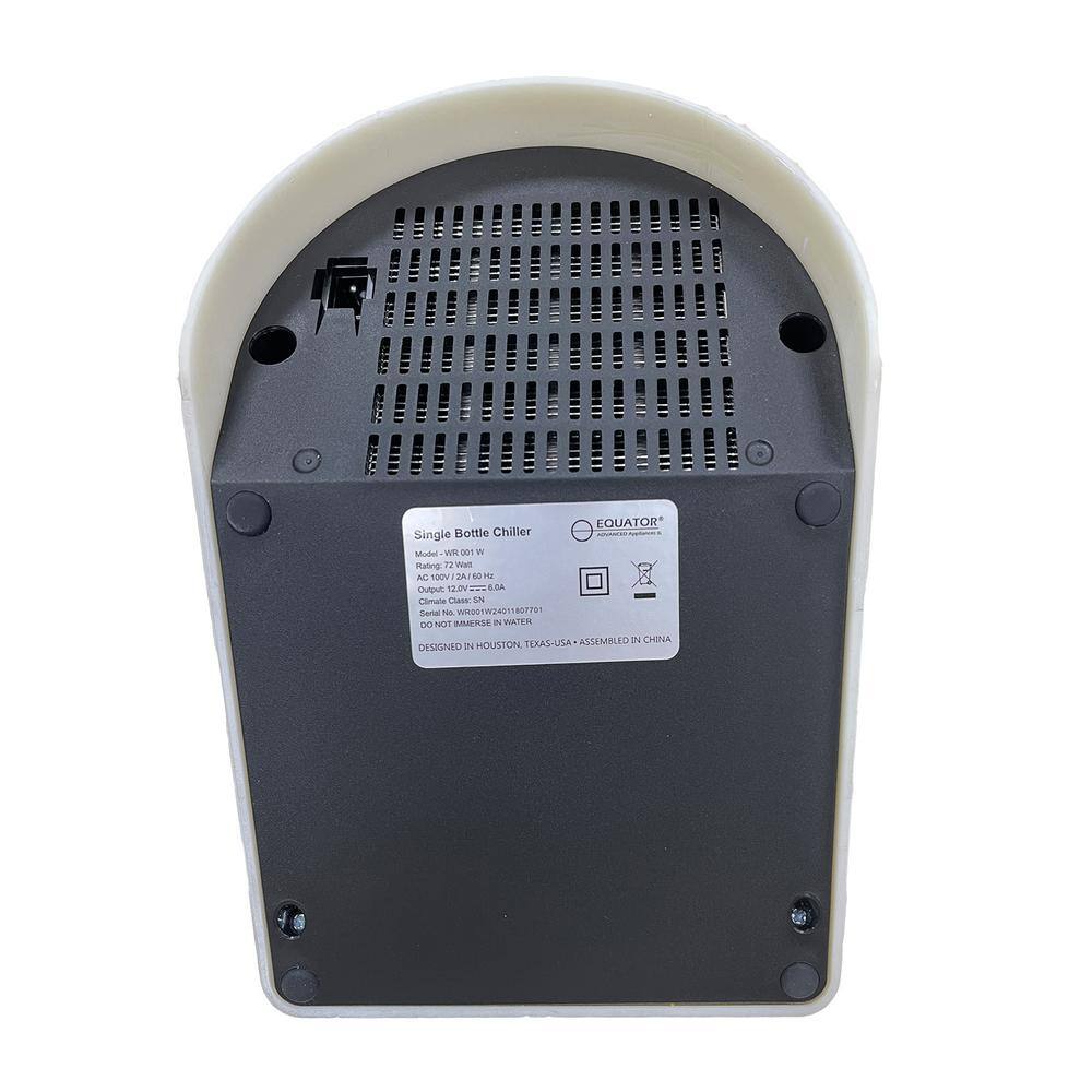 110V AC/12V DC Cellar Cooling Unit 5.3 in. Single Bottle Wine-Champagne-Water Chiller Thermo-Electric in White - Hercitys