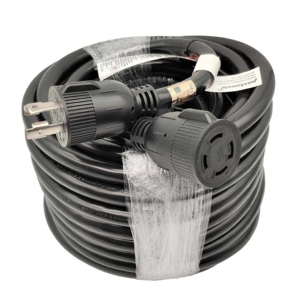 50 ft. 10/4 125-Volt/250-Volt 30 Amp 4-Prong NEMA L14-30 Generator Power Extension Cord (NEMA L14-30P to L14-30R) - Hercitys