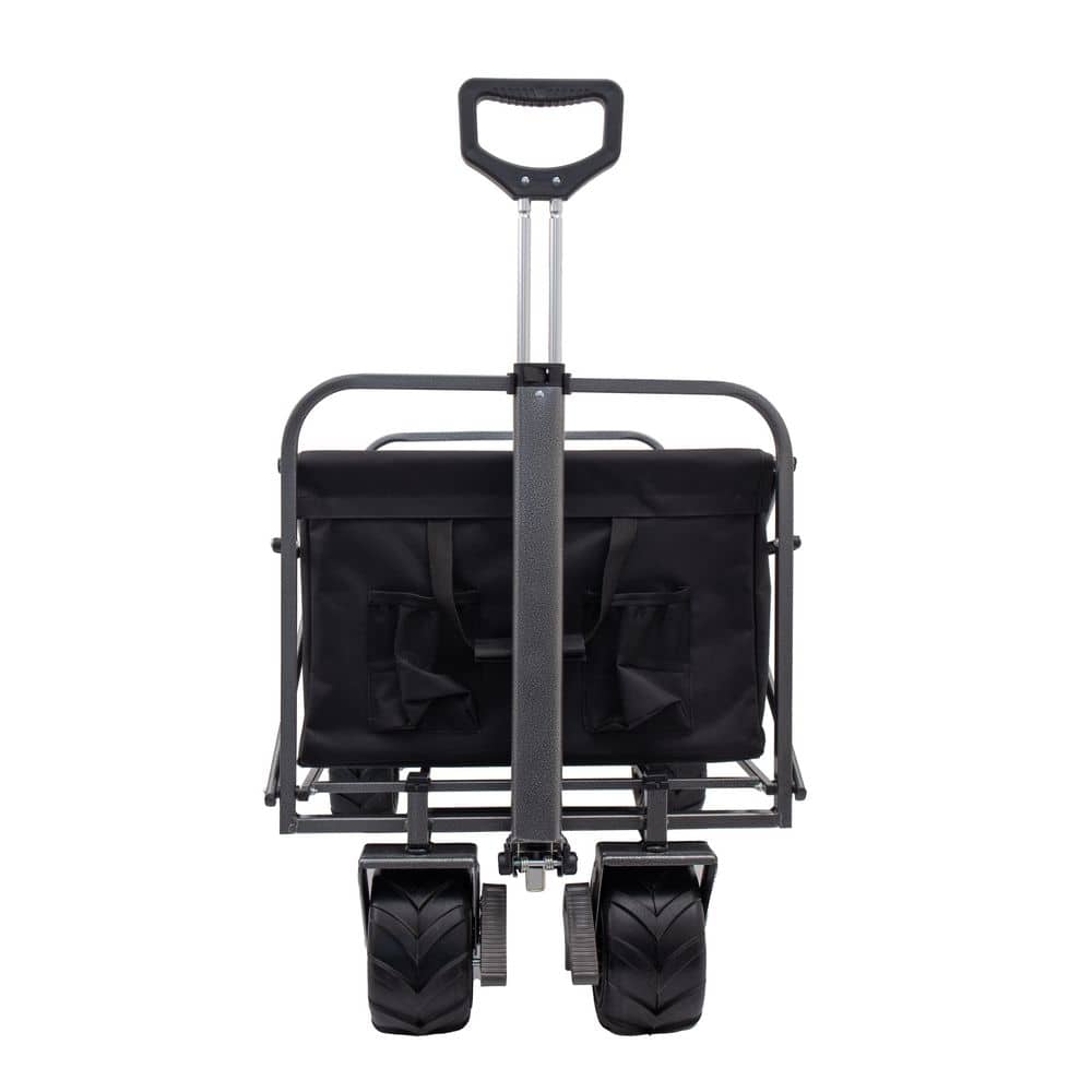 4.83 cu. ft. steel frame Garden Cart Outdoor camping with big wheels folding wagon Polyester fabric - Hercitys