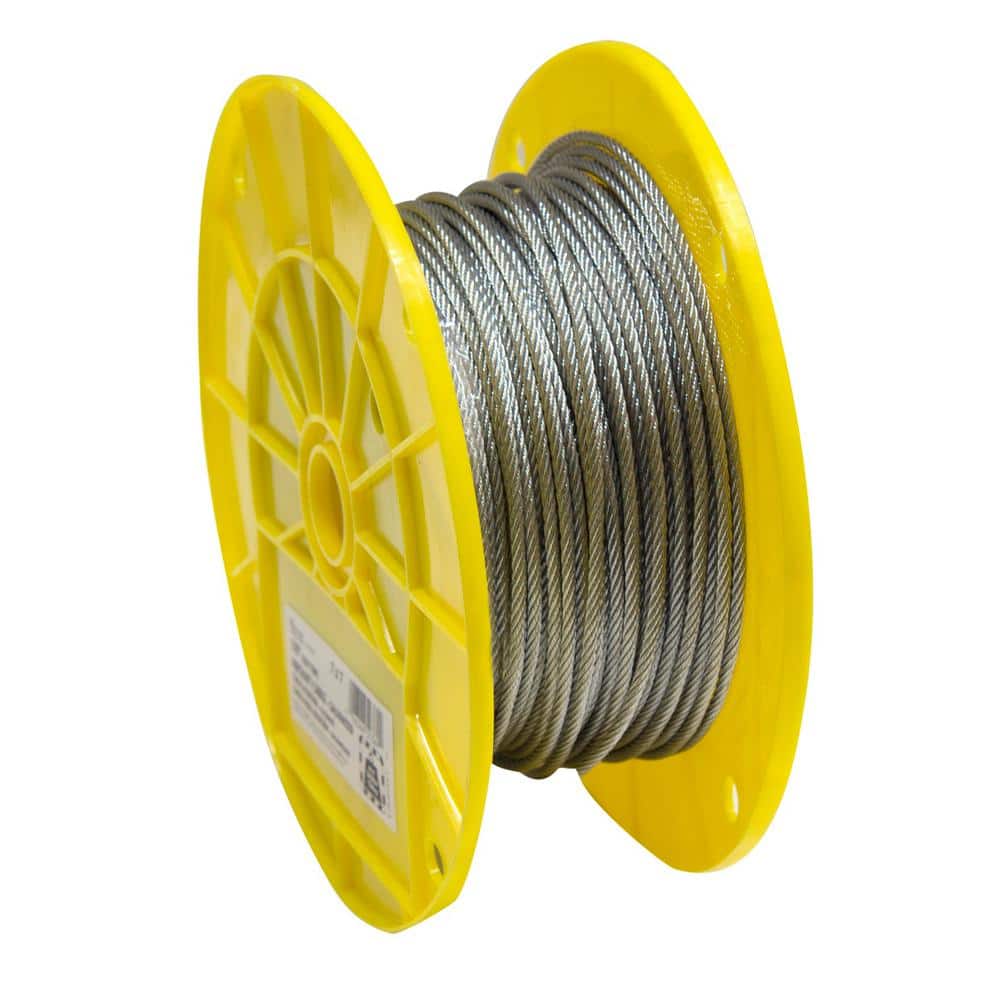 1/8 in. x 250 ft. Galvanized Aircraft Cable, 7×7 Construction – 340 lbs Safe Work Load – Reeled - Hercitys
