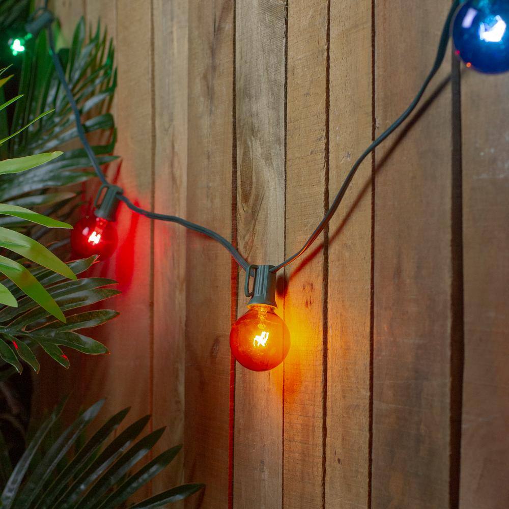 10 Multi-Color Transparent G40 Globe Christmas Lights – 9 ft. Green Wire - Hercitys