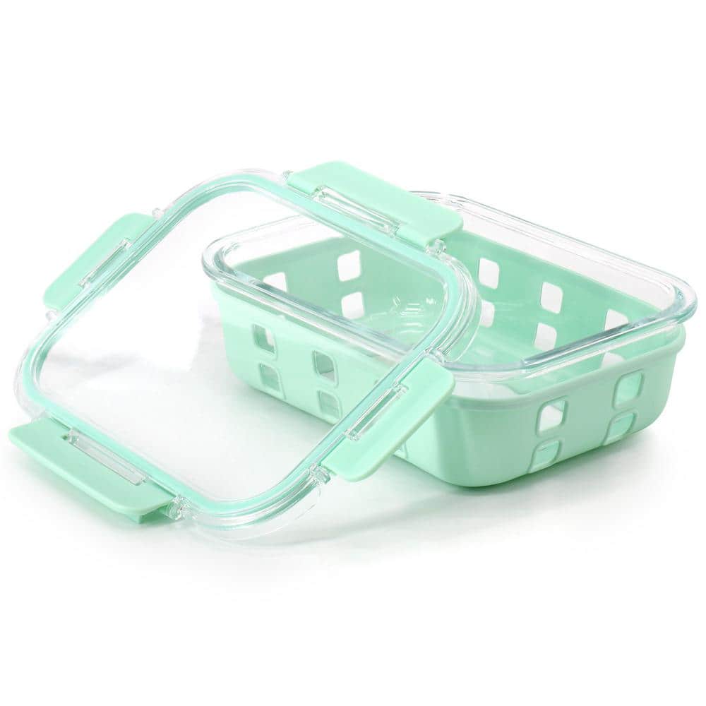 35 Ounce Glass Container with Snap On Lid in Mint - Hercitys