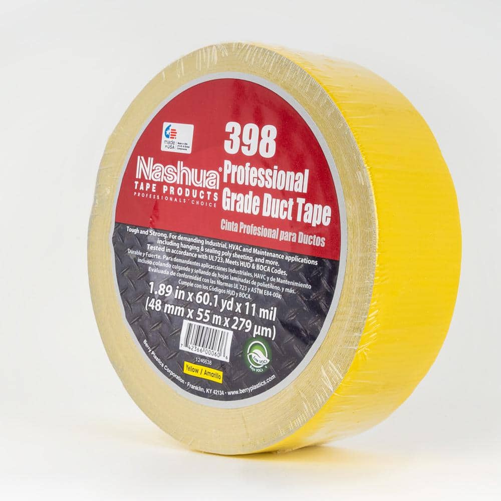 1.89 in. x 60.1 yds. 398 All-Weather Yellow HVAC Duct Tape - Hercitys
