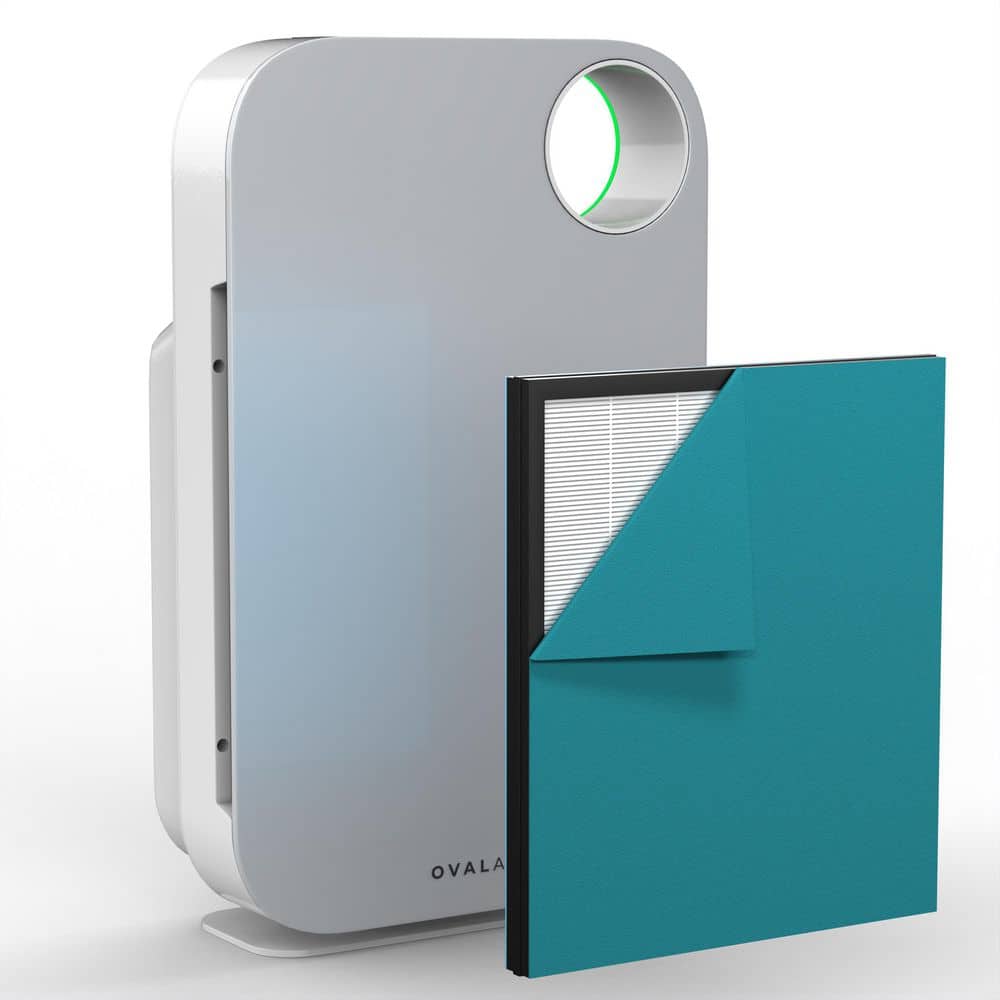 3-Stage 5-in-1 Air Purifier for Rooms Upto 600 sq. ft. Reduces Allergies, Asthma, Pets, Odor, Smoke, Silver - Hercitys