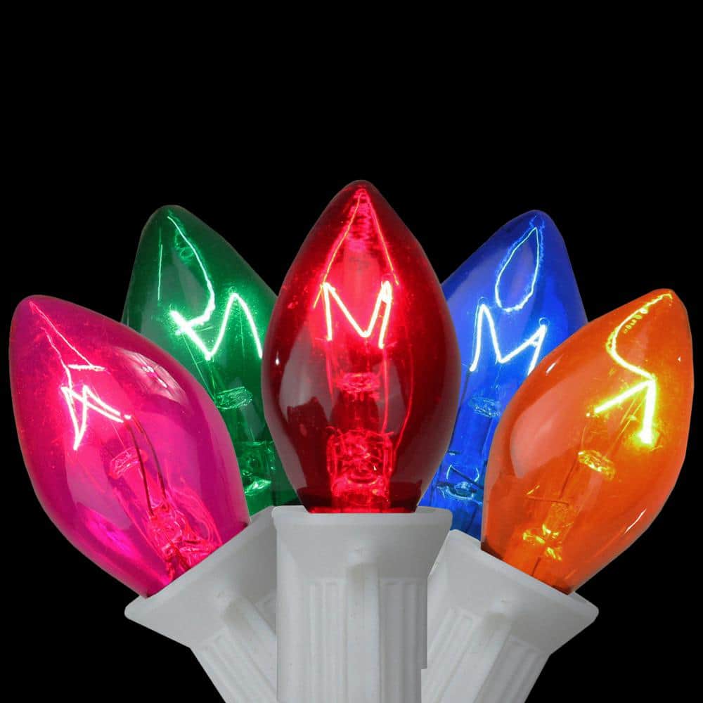 25-Count Multi-Color C7 Christmas Lights 24 ft. White Wire - Hercitys