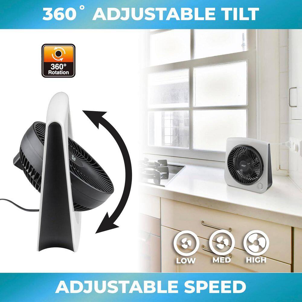 10 in. Turbo Table Desk Fan in White - Hercitys