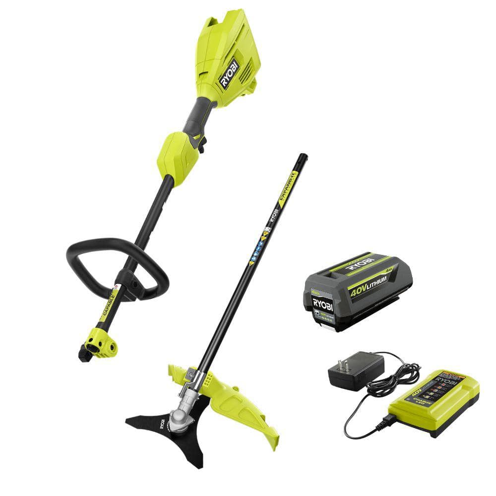 40V Expand-It Cordless Battery Attachment Capable Powerhead Kit & Brush-Cutter with 4.0 Ah Battery and Charger - Hercitys