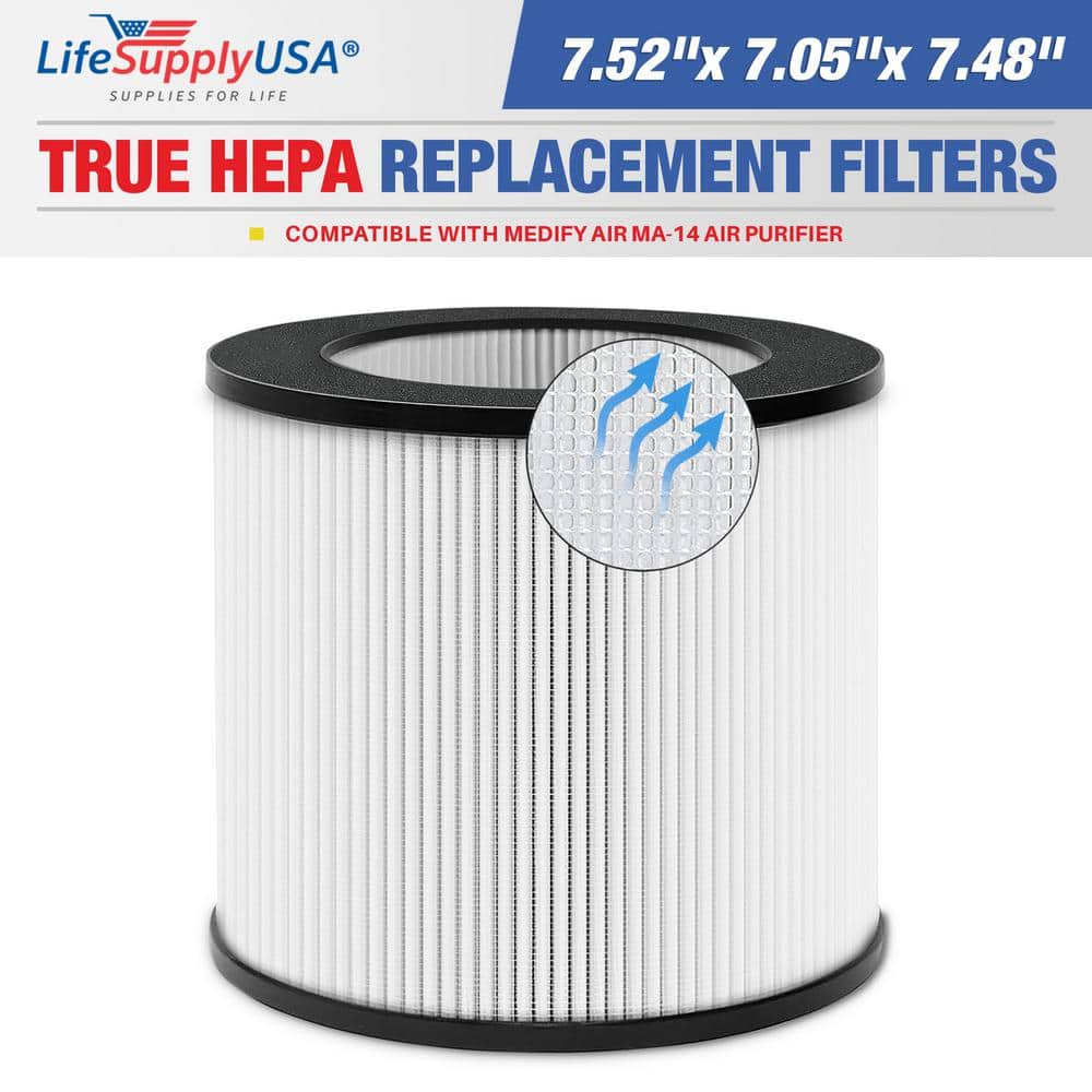 2-in-1 True HEPA Air Cleaner Replacement Filter plus Pre-Filter Compatible with Medify Air MA-14 Air Purifiers - Hercitys