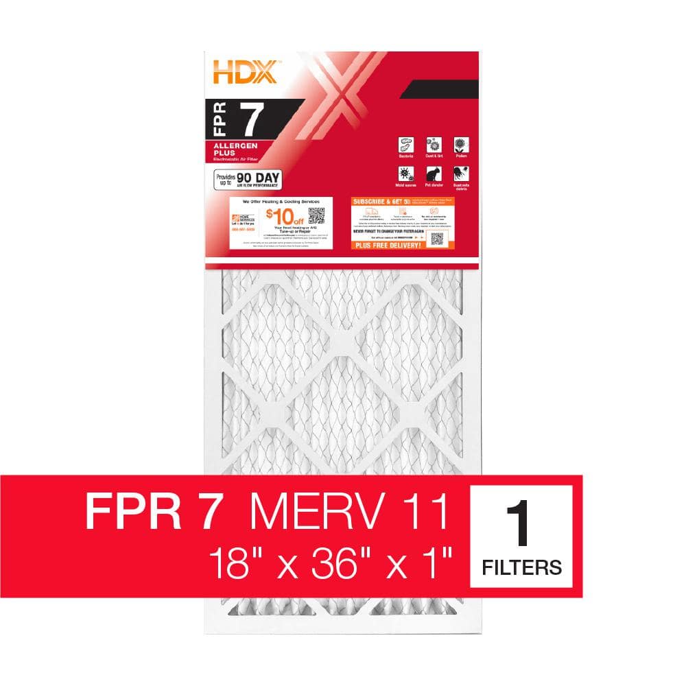 18 in. x 36 in. x 1 in. Allergen Plus Pleated Air Filter FPR 7, MERV 11 - Hercitys