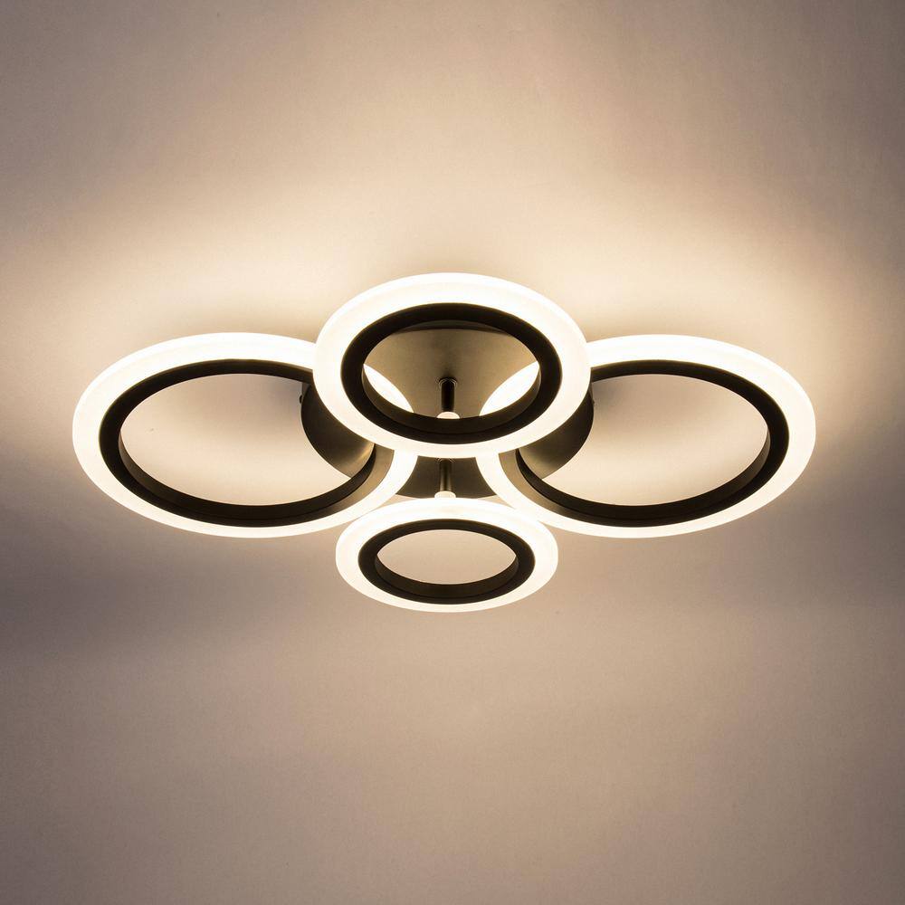 17 in. 4-Light Circle LED Flush Mount Ceiling Light for Kitchen, Living Room, Bedroom, Laundry Room - Hercitys
