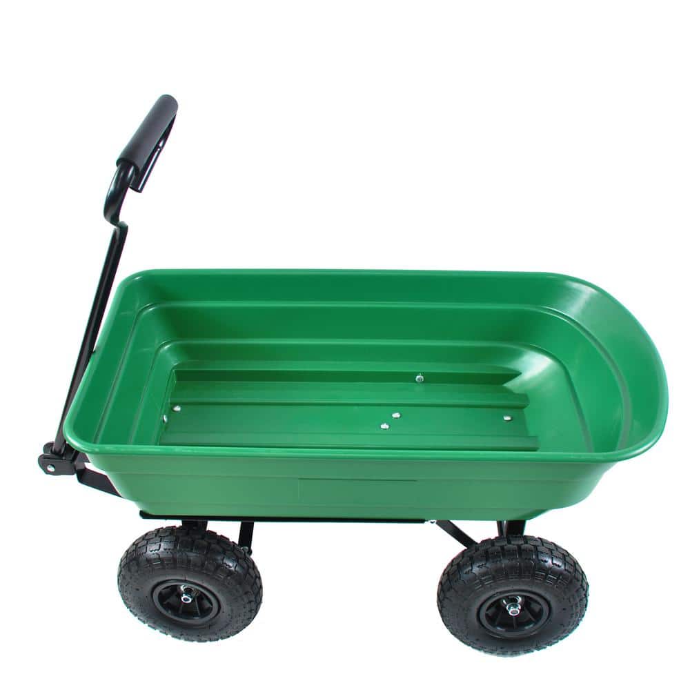 3.2 cu.ft. Metal Garden Cart with Steel Frame and Pneumatic Tire, Grass Green - Hercitys