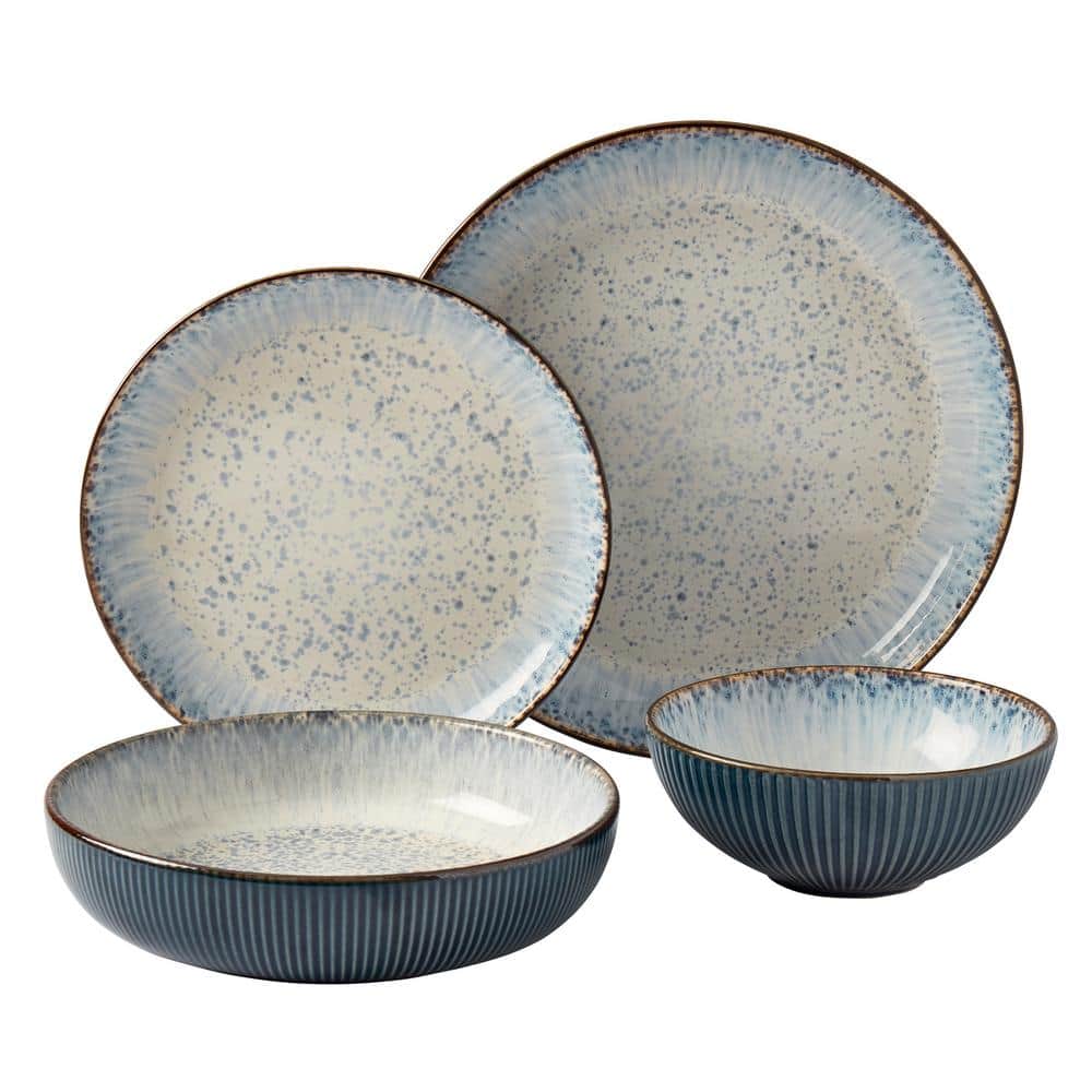 16-Piece Blue Jura Smoke Stoneware Dinnerware Set (Service for 4) - Hercitys
