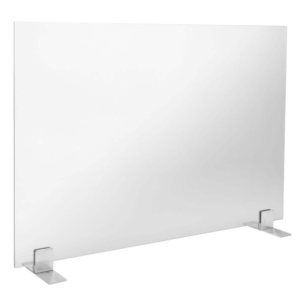 46 in. x 33 in. XL Free Standing Clear Tempered Glass Single Panel Fireplace Screen Flame Guard - Hercitys