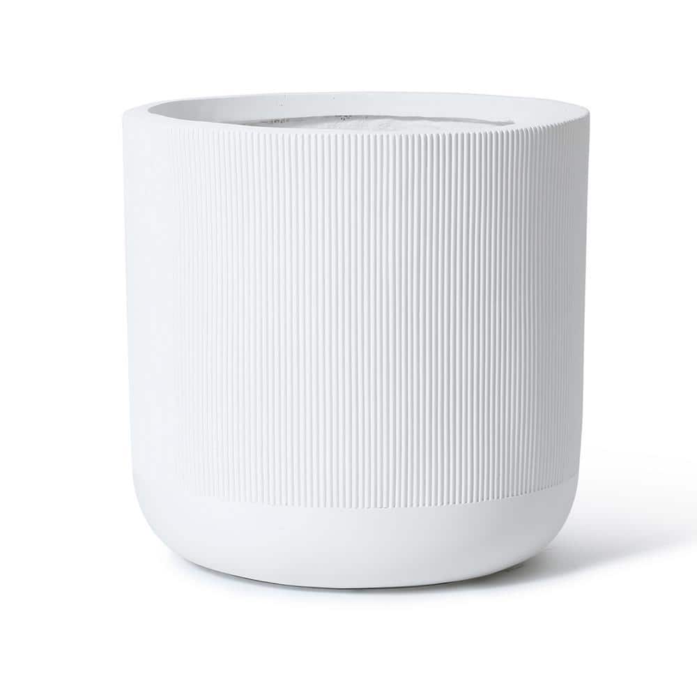 17.3 in. W x 17.1 in. H Whtie Stripes Ceramic Individual Pot - Hercitys