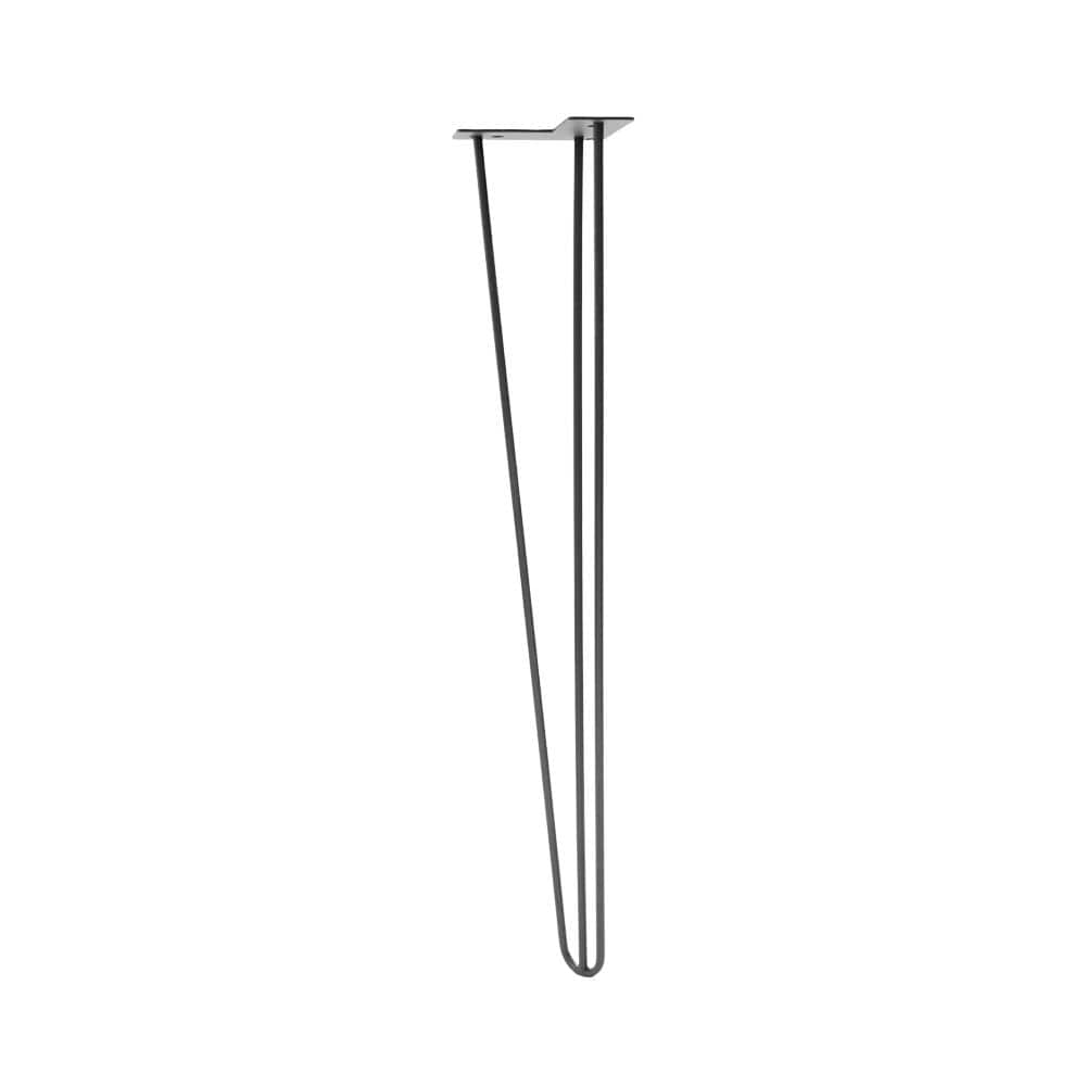 28 in. Hairpin Table Leg, Black, 16-Gauge Steel Pre-Drilled Holes for Quick Installation 3/8 in. Thick, 5 in. Dia - Hercitys